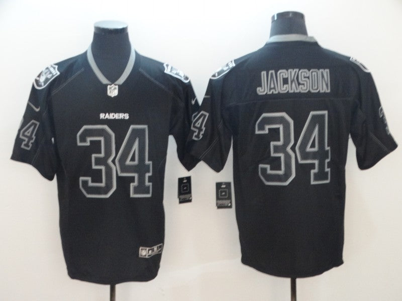 Raiders #34 Bo Jackson 2018 Lights Out Black Color Rush Jersey