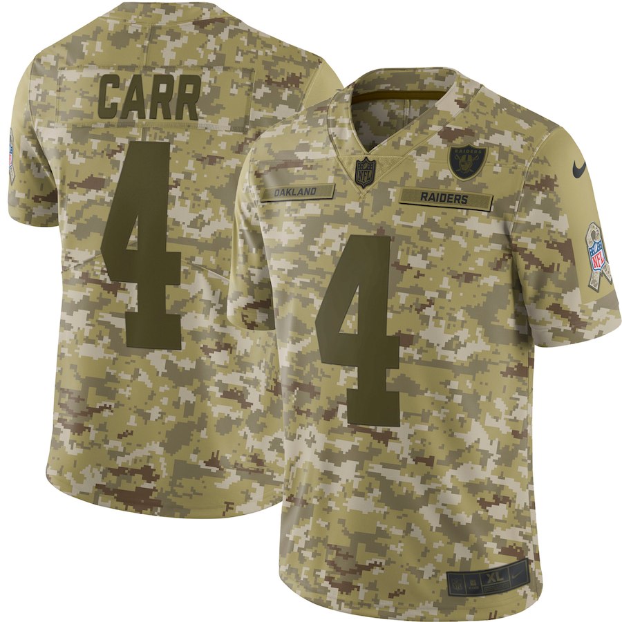 Derek Carr Las Vegas Raiders camo Salute To Service jersey