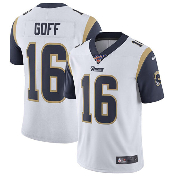 Rams 100th #16 Jared Goff White Jersey