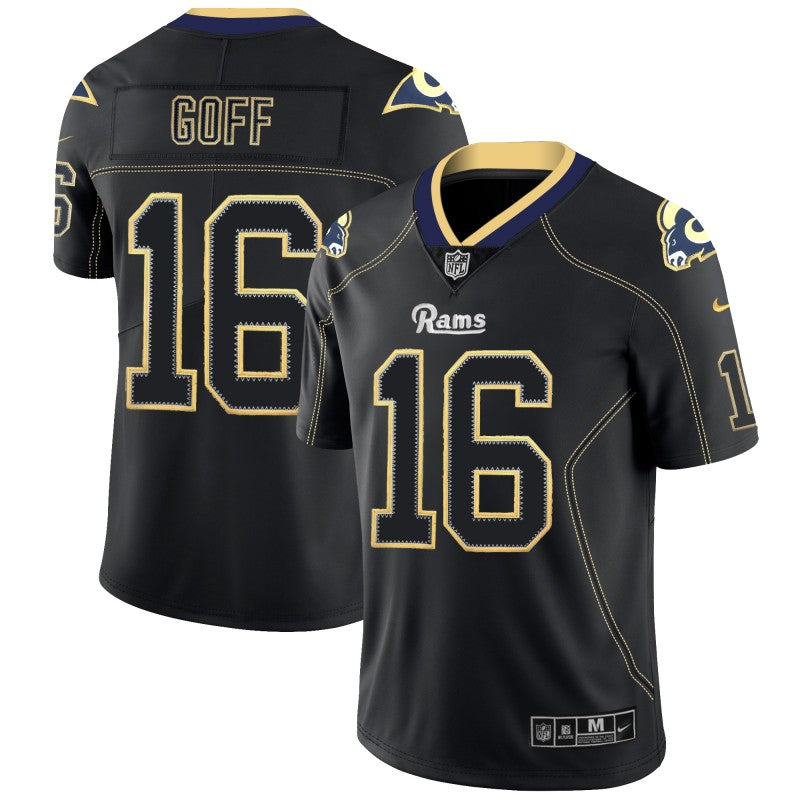 Jared Goff Los Angeles Rams black Color Rush jersey