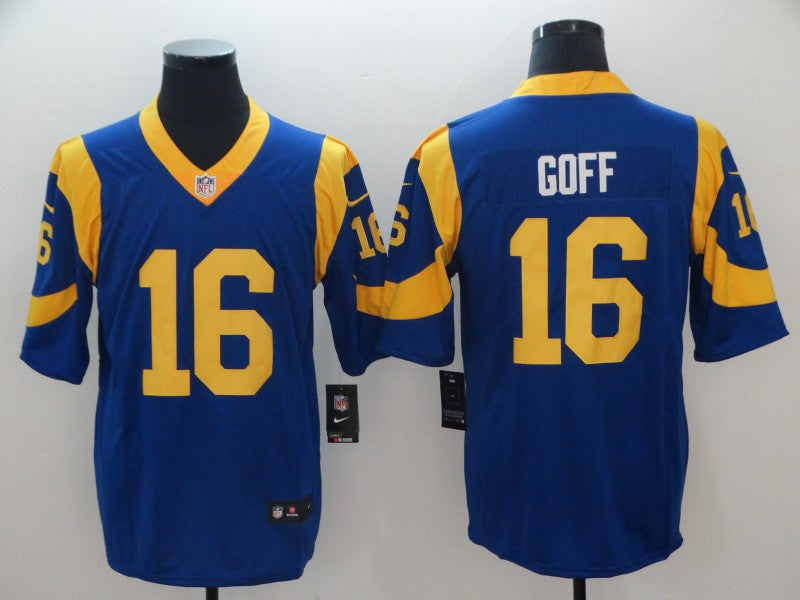 Rams #16 Jared Goff Royal Blue Jersey