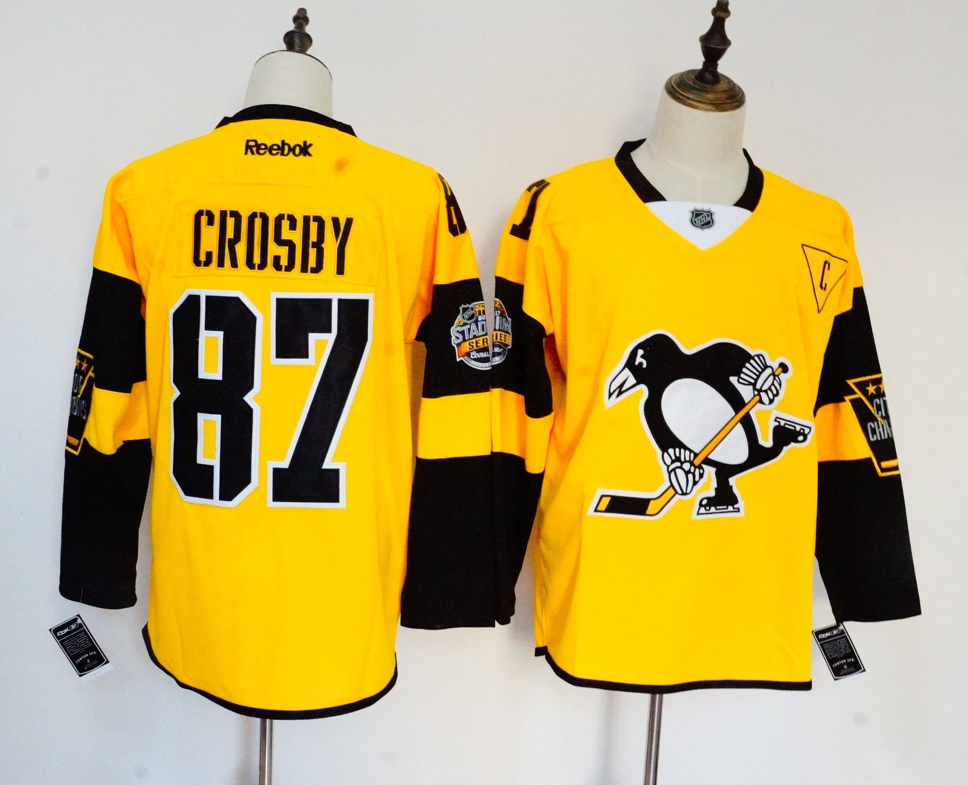Sidney Crosby Pittsburgh Penguins yellow jersey