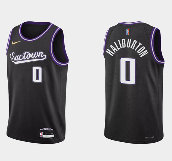Tyrese Haliburton Sacramento Kings black jersey