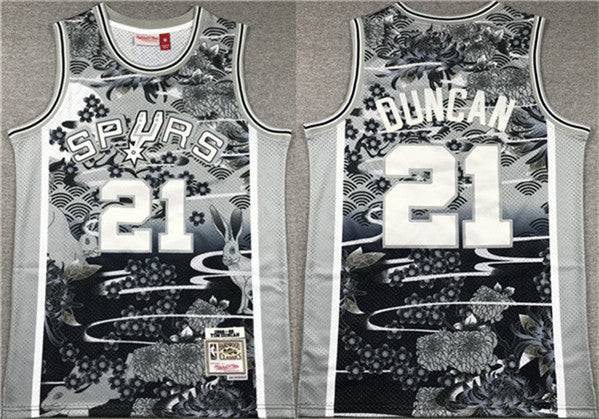 Tim Duncan San Antonio Spurs black-white jersey