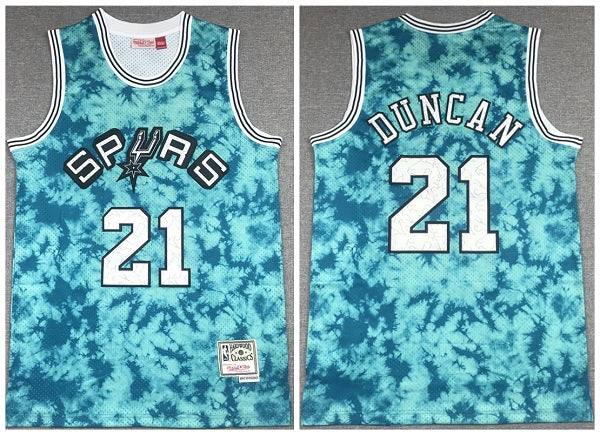 Tim Duncan San Antonio Spurs blue Throwback jersey