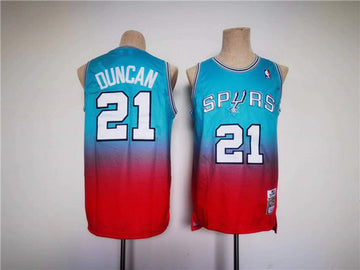 Tim Duncan San Antonio Spurs blue-red jersey