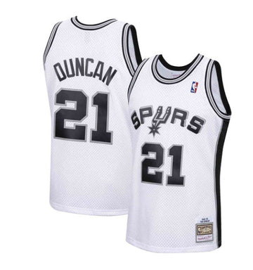Tim Duncan San Antonio Spurs white Throwback jersey