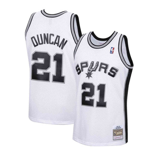 Tim Duncan San Antonio Spurs white Throwback jersey