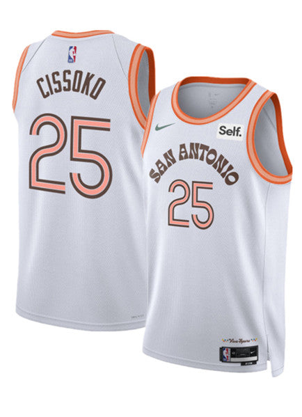 Sidy Cissoko San Antonio Spurs white City Edition jersey