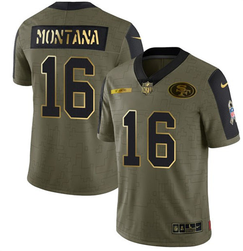 Joe Montana San Francisco 49ers olive Salute To Service jersey
