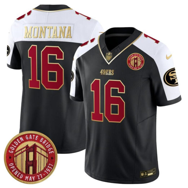 Joe Montana Balck-White San Francisco 49ers golden FUSE jersey