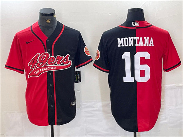 Joe Montana San Francisco 49ers red-black Split jersey