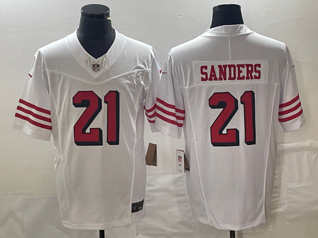 Deion Sanders San Francisco 49ers white FUSE jersey