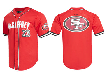 Christian McCaffrey Mesh Button-Up Baseball San Francisco 49ers jersey