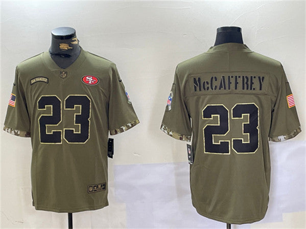 Christian McCaffrey San Francisco 49ers olive Salute To Service jersey