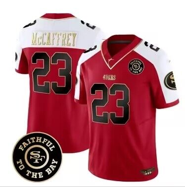 Christian McCaffrey San Francisco 49ers red-white FUSE jersey