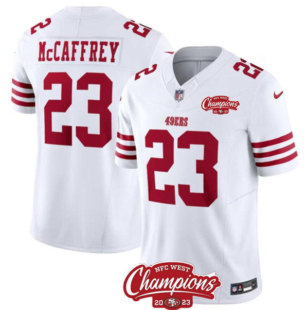 Christian McCaffrey San Francisco 49ers white FUSE jersey