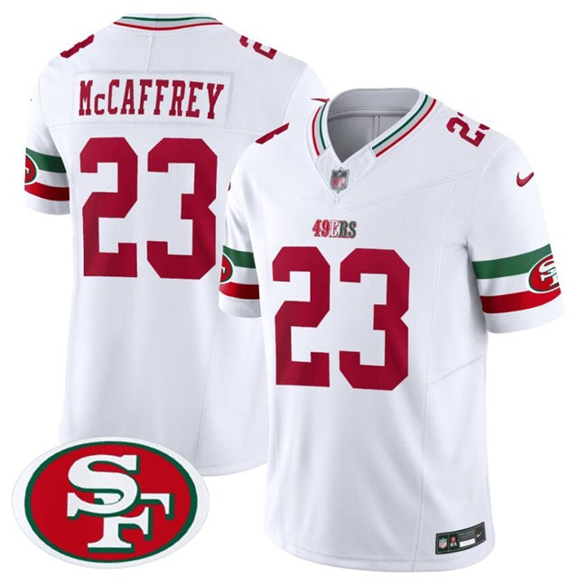 Christian McCaffrey San Francisco 49ers white FUSE jersey