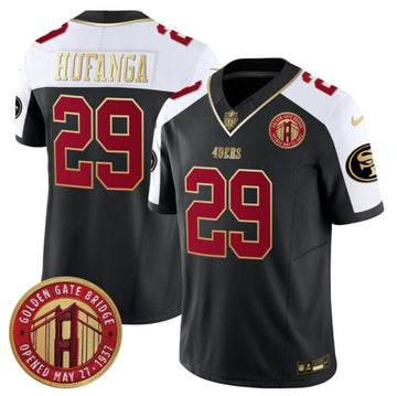 Talanoa Hufanga Balck-White San Francisco 49ers golden FUSE jersey
