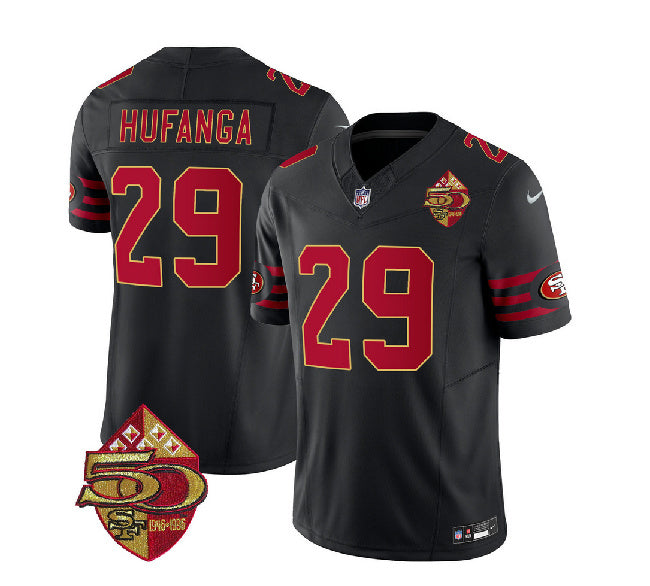 Talanoa Hufanga San Francisco 49ers black FUSE jersey