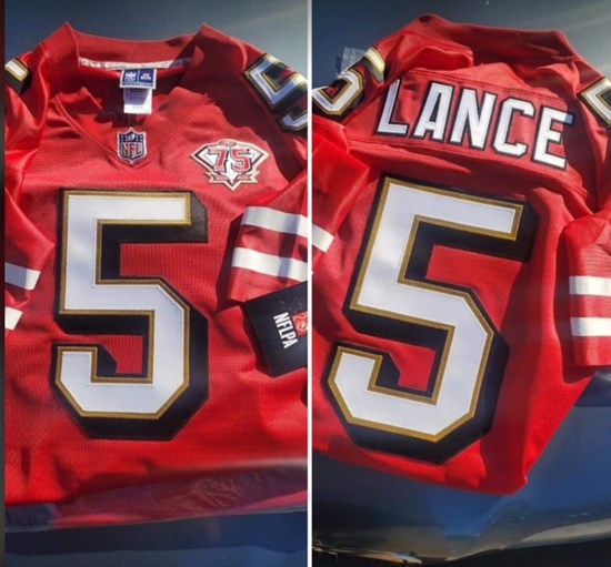 Trey Lance San Francisco 49ers red Throwback jersey