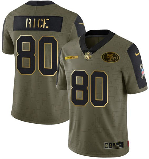 Jerry Rice San Francisco 49ers olive Salute To Service jersey