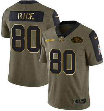 Jerry Rice San Francisco 49ers olive Salute To Service jersey