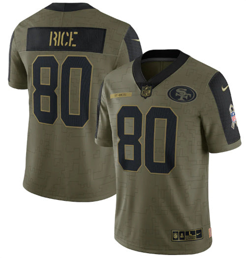 Jerry Rice San Francisco 49ers olive Salute To Service jersey