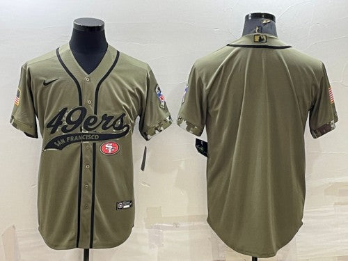Custom San Francisco 49ers olive Salute To Service jersey
