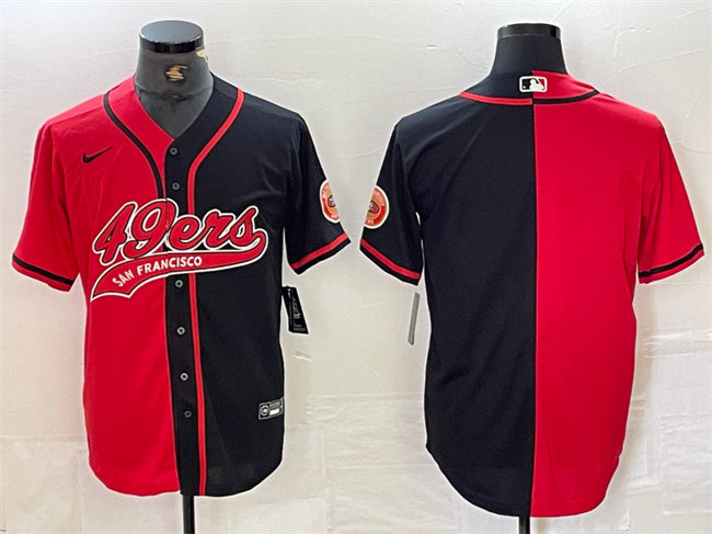 Custom San Francisco 49ers red-black Split jersey