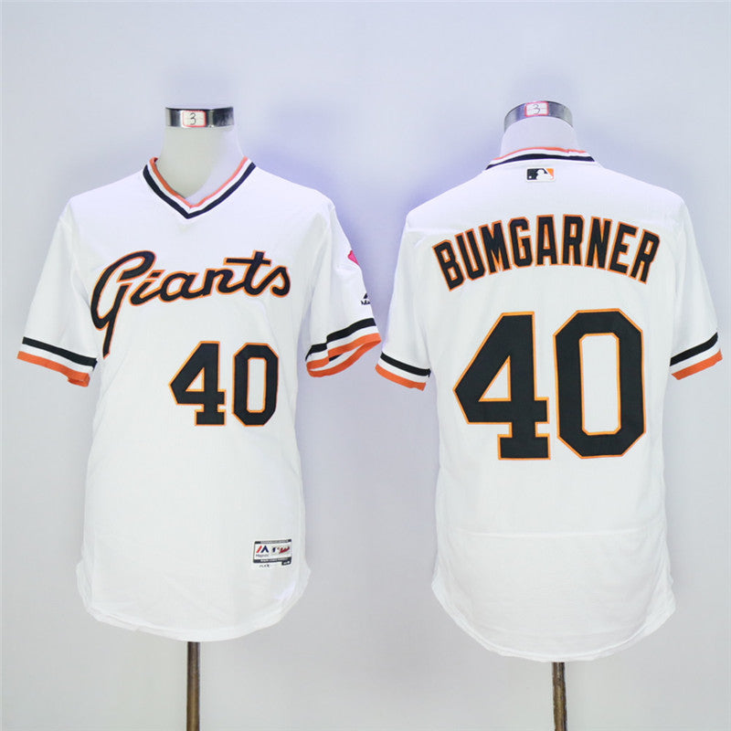 Madison Bumgarner San Francisco Giants white Throwback jersey