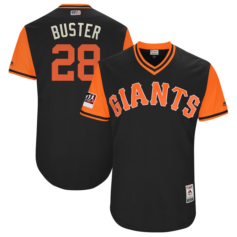 Buster Posey Buster Majestic San Francisco Giants black jersey