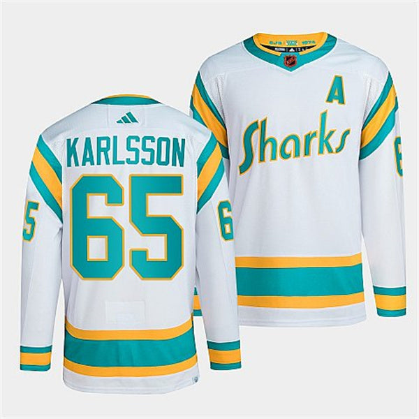Erik Karlsson San Jose Sharks white Reverse Retro jersey