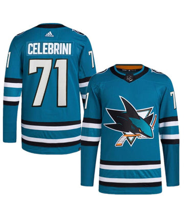 Macklin Celebrini San Jose Sharks teal jersey