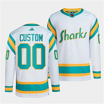 Custom San Jose Sharks white Reverse Retro jersey