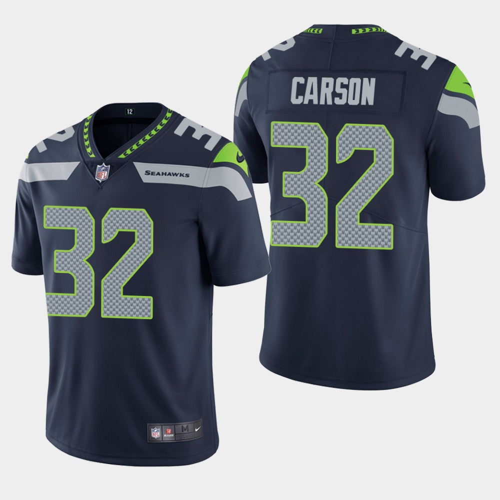 Chris Carson Seattle Seahawks navy jersey