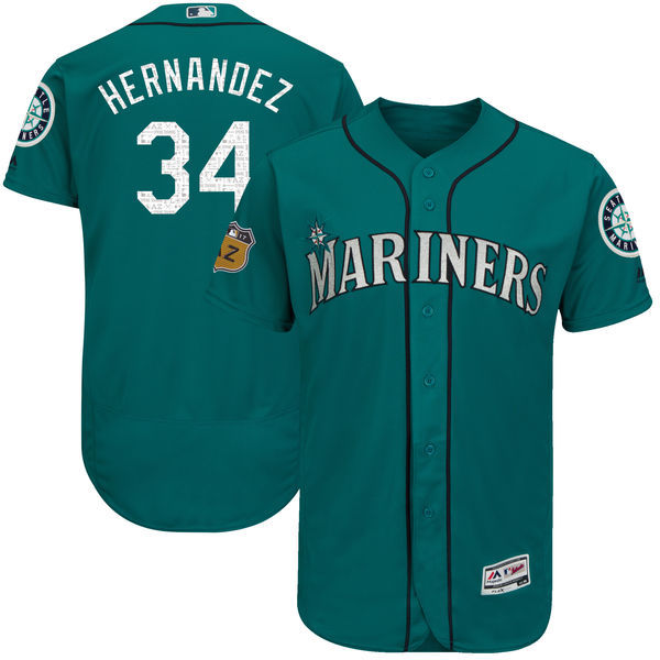 Felix Hernandez Majestic Seattle Mariners aqua Authentic jersey