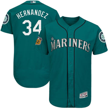 Felix Hernandez Majestic Seattle Mariners aqua Authentic jersey