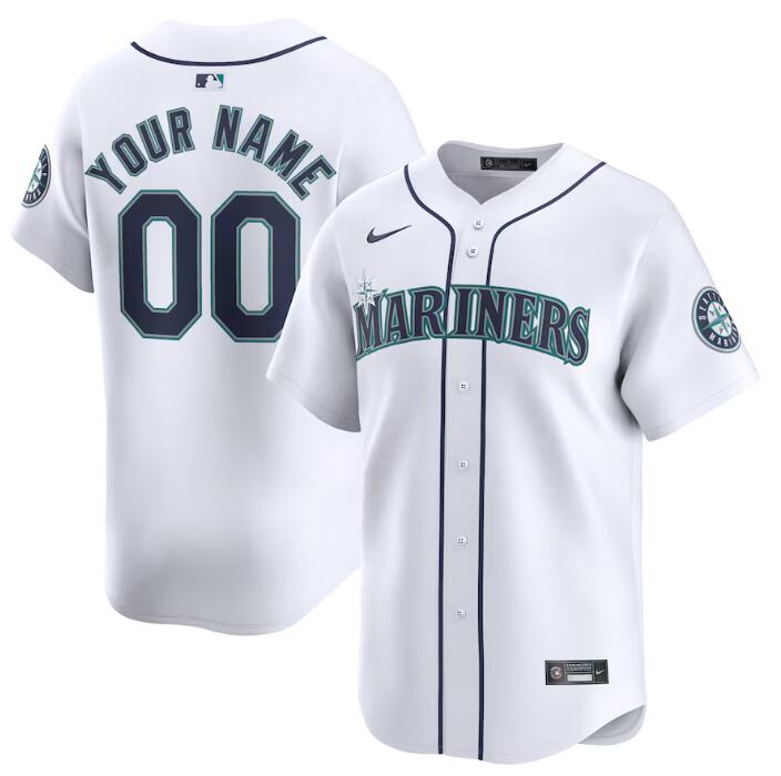 Custom Seattle Mariners white Home jersey