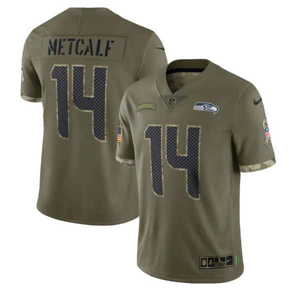 DK Metcalf Seattle Seahawks olive Salute To Service jersey
