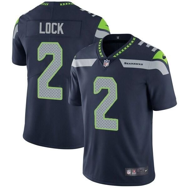 Drew Lock Seattle Seahawks navy jersey