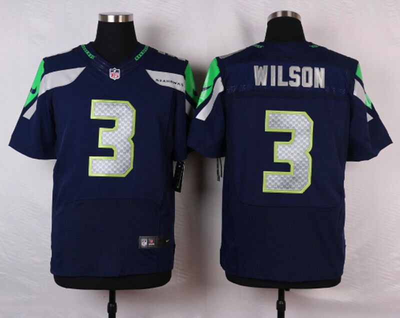 Russell Wilson Seattle Seahawks blue Elite jersey