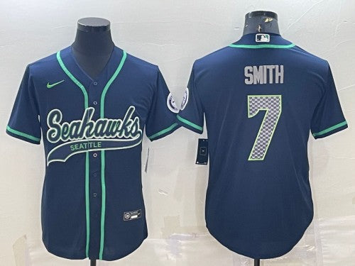Geno Smith Seattle Seahawks navy jersey