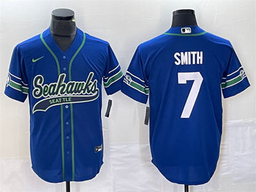 Geno Smith Seattle Seahawks royal Throwback jersey