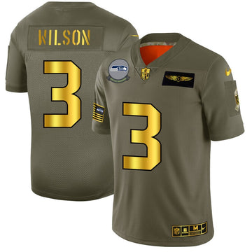 Custom Seattle Seahawks olive-gold Salute To Service jersey