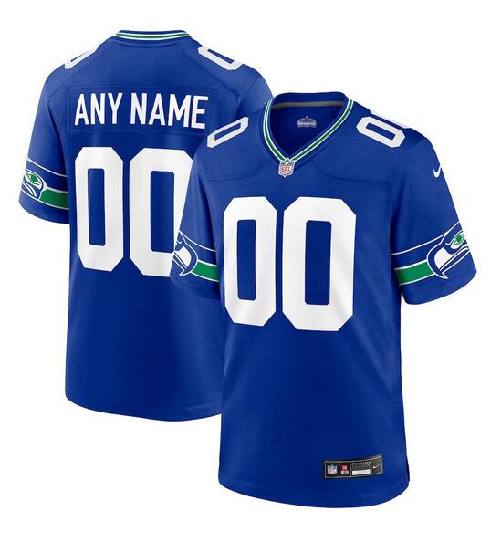 Custom Seattle Seahawks royal Game jersey