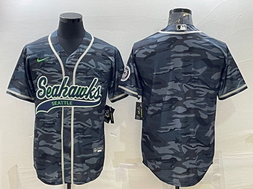 Custom Seattle Seahawks gray Camo jersey