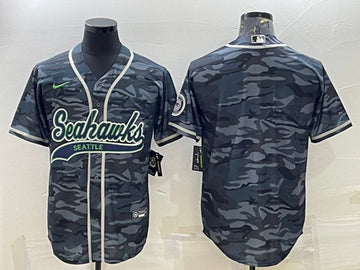 Custom Seattle Seahawks gray Camo jersey