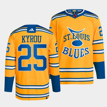 Jordan Kyrou St. Louis Blues yellow Reverse Retro jersey