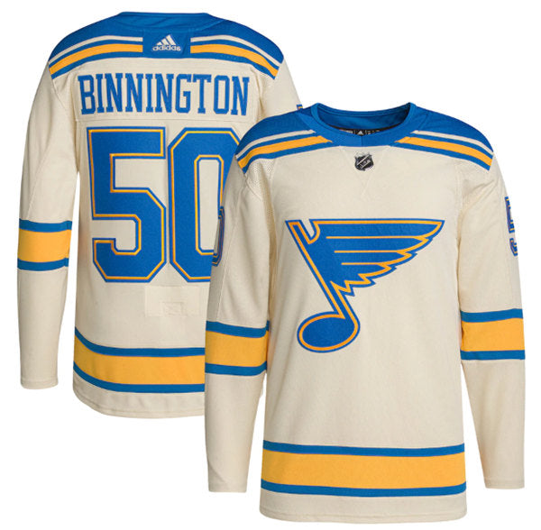 Jordan Binnington St. Louis Blues cream Winter Classic jersey